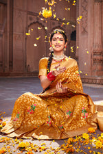 Mustard Yellow Banarasi Silk Saree