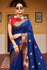 Midnight Blue Paithani Silk Saree