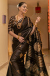 Chocolate Brown Banarasi Satin Saree