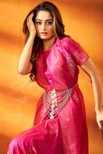 Cerise Pink Tussar Saree