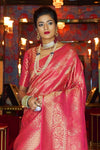 Rose Pink Handcrafted Kanjivaram Saree