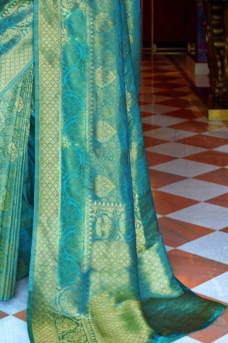 Persian Green Handcrafted Kanjivaram Saree