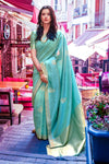 Baby Blue Zari Woven Beautiful South Silk Saree