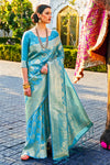 Persian Blue Woven Kanjivaram Saree - Special Wedding Edition
