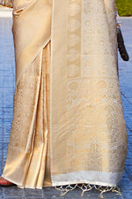 White And Golden Zari Woven Kanjivaram Saree
