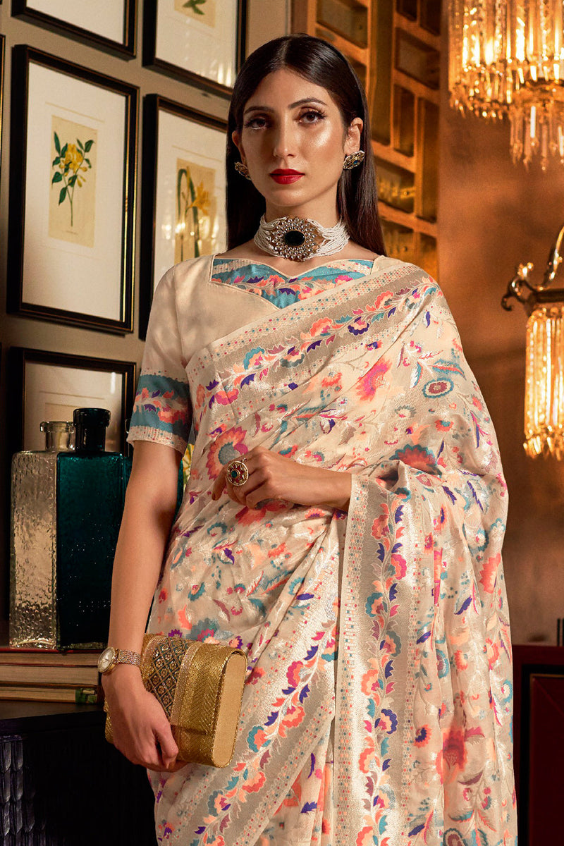 Seashell Off White Banarasi Saree