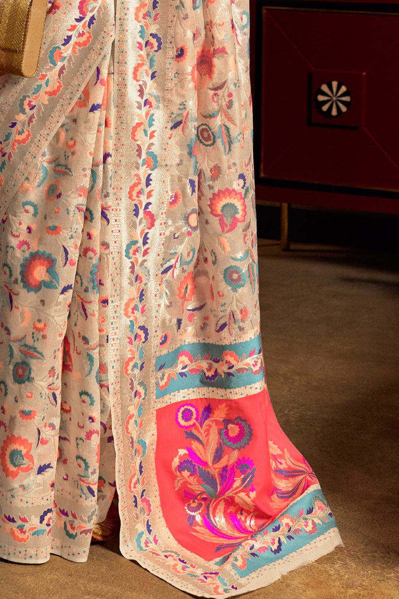 Seashell Off White Banarasi Saree
