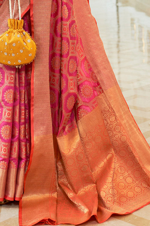 Cerise Pink Banarasi Saree