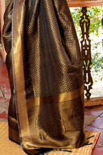 Raven Black Zari Woven Kanjivaram Saree