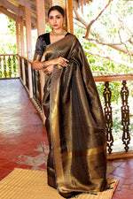 Raven Black Zari Woven Kanjivaram Saree