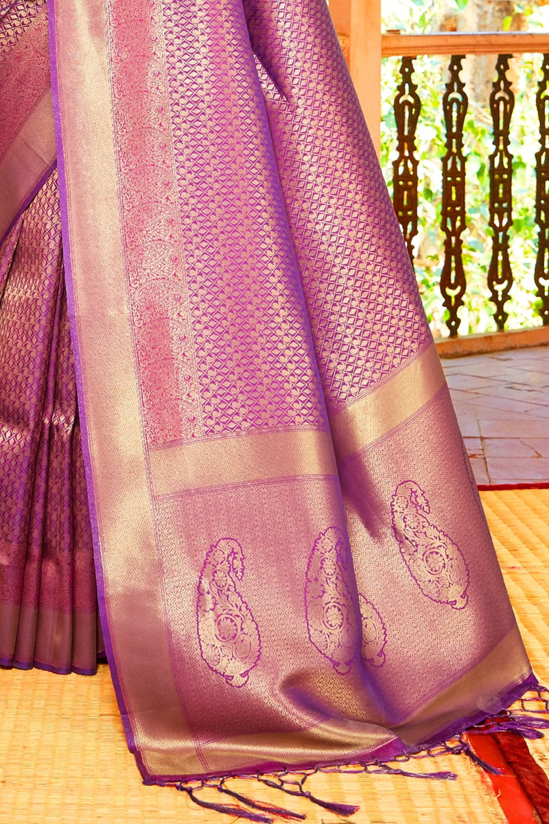 Royal Purple Zari Woven Kanjivaram Saree