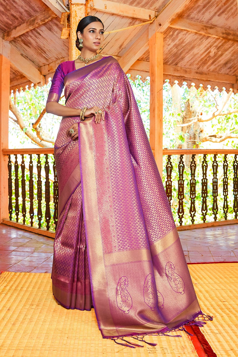 Royal Purple Zari Woven Kanjivaram Saree