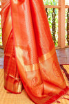 Flame Orange Zari Woven south silk Saree