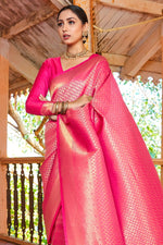 Hot Pink Zari Woven Kanjivaram Saree