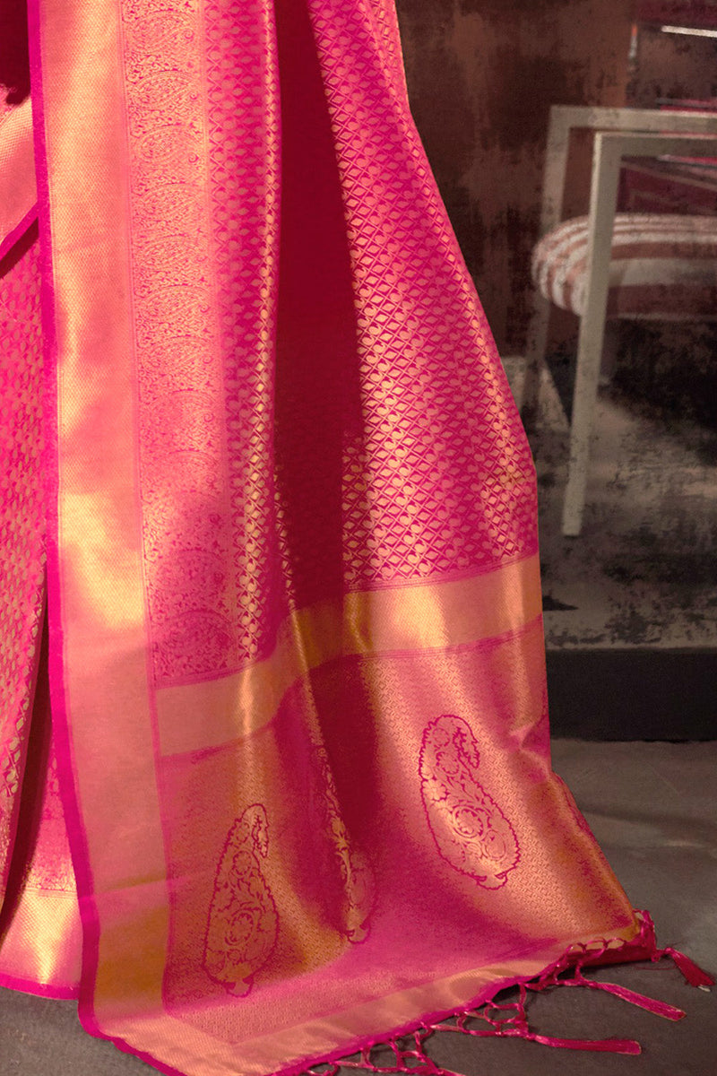 Ruby Pink Kanjivaram Saree