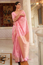 Baby Pink Cotton Linen Saree