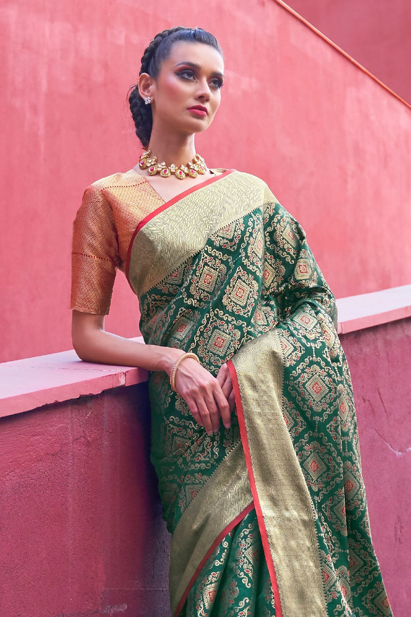 Forest Green Patola Saree