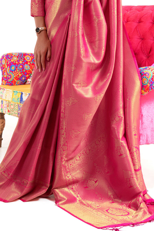 Rose Pink Kanjivaram Saree