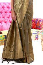 Pitch Black Kanjivaram Saree