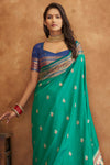 Munsell Green Banarasi Silk Saree
