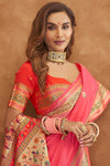 Brick Pink Banarasi Silk Saree