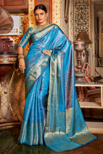 Azure Blue Kanjivaram Saree