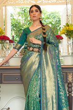 Pine Blue Kanjivaram Saree