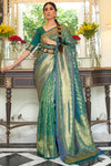 Pine Blue Kanjivaram Saree