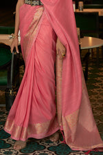 French Pink Tussar Silk Saree