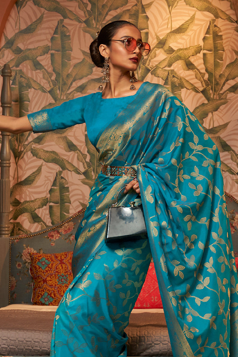 French Blue Kanjivaram Saree