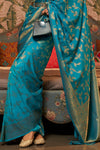 French Blue Kanjivaram Saree