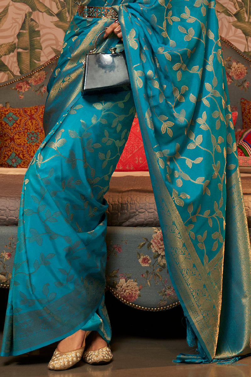 French Blue Kanjivaram Saree