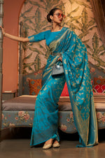 French Blue Kanjivaram Saree