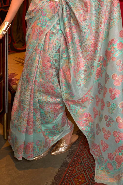 Light Blue Pashmina Saree