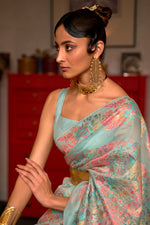 Light Blue Pashmina Saree