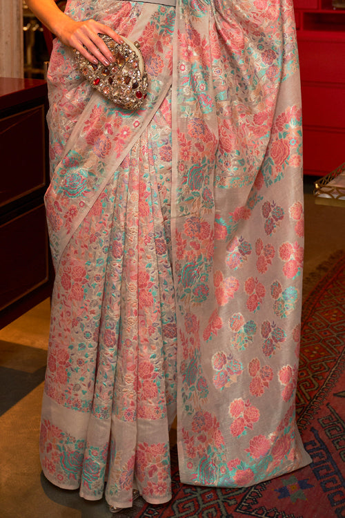 Trout Grey Pashmina Saree