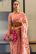 French Pink Georgette Saree