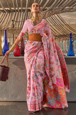 Carnation Pink Georgette Saree