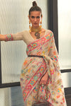 Parchment Off White Georgette Saree