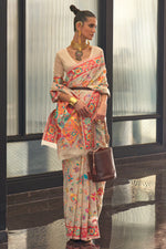 Parchment Off White Georgette Saree