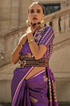 Sparkling Violet Banarasi Satin Saree