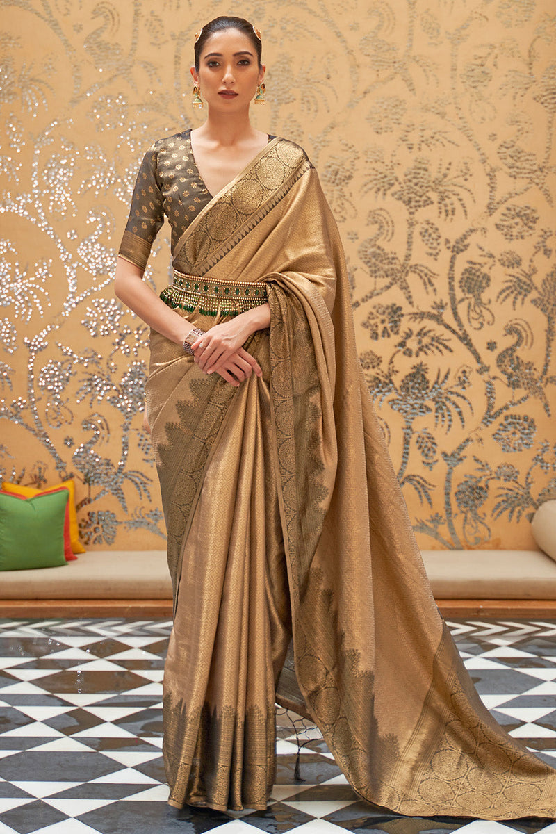 Peanut Brown Kanjivaram Saree