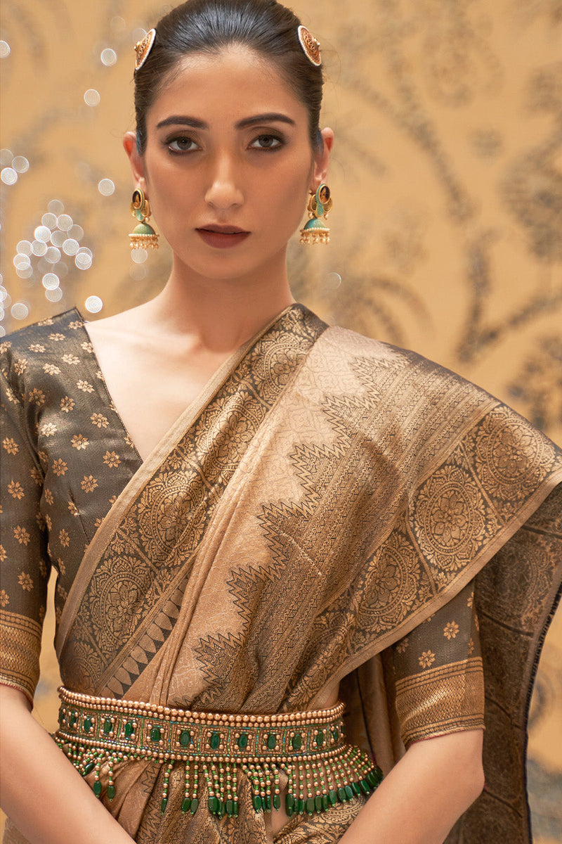 Peanut Brown Kanjivaram Saree