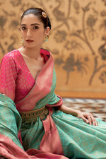 Alice Blue Kanjivaram Saree