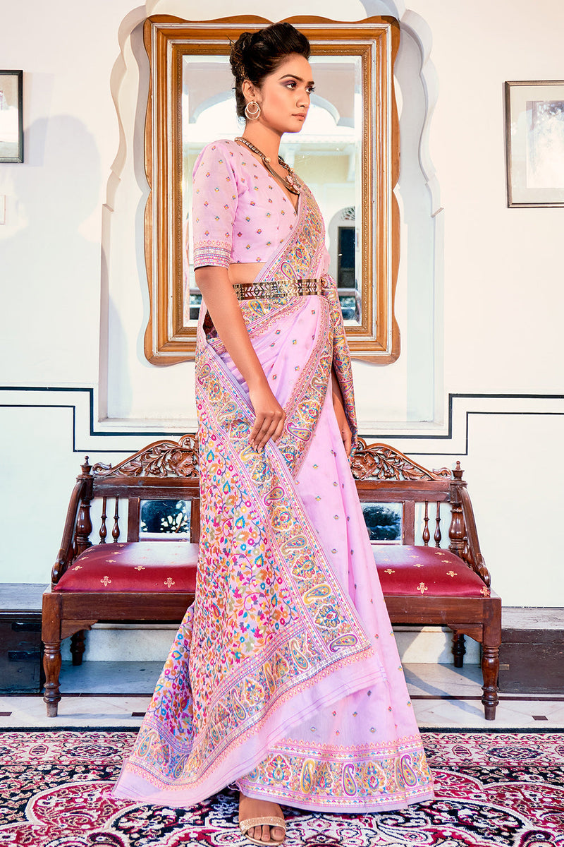 Pastel Pink Pashmina Saree