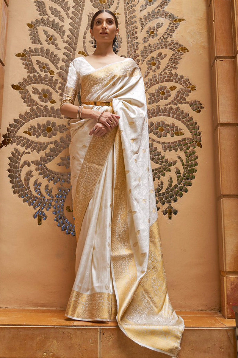 Frost White Kanjivaram Saree