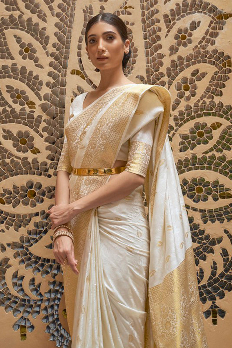 Frost White Kanjivaram Saree