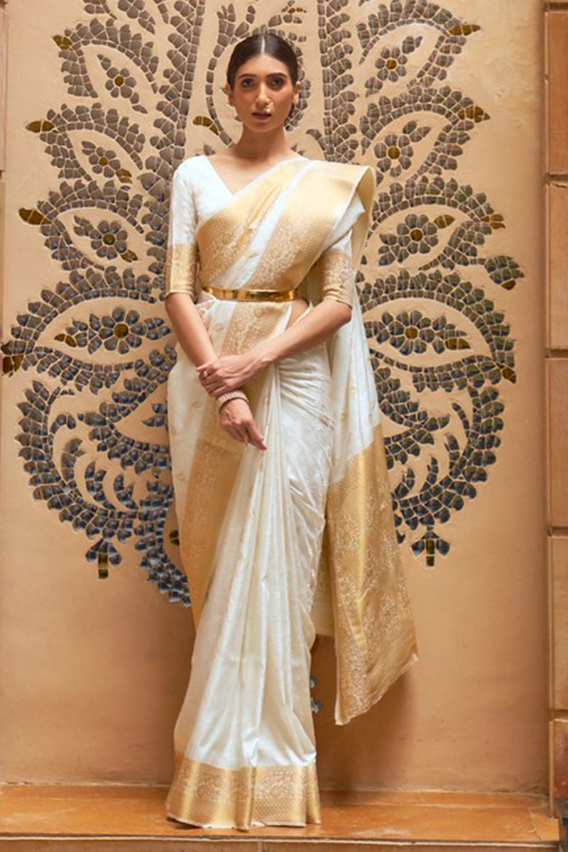 Frost White Kanjivaram Saree