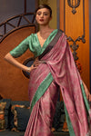 Dusty Pink Satin Silk Saree