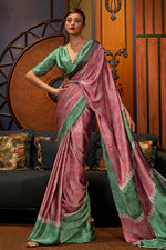 Dusty Pink Satin Silk Saree